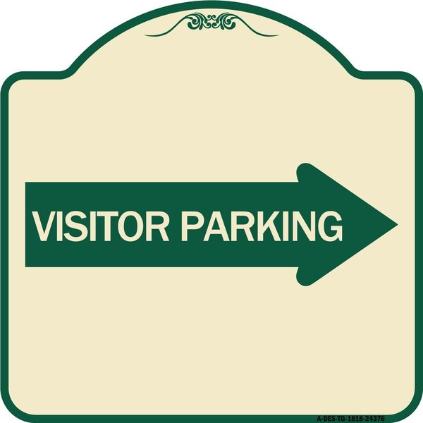 Signmission Visitor Parking With Right Arrow Heavy-Gauge Aluminum Architectural Sign, 18" x 18", TG-1818-24376 A-DES-TG-1818-24376